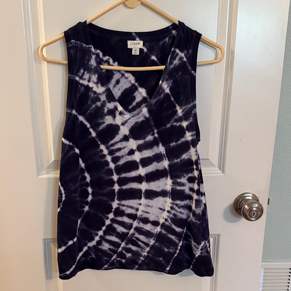 J. Crew Navy and White Spiral Tank Top
